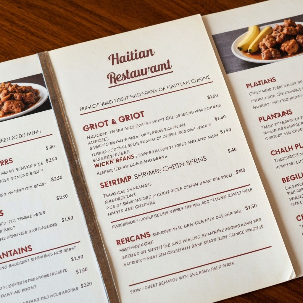 Dessalines Haitian Caribbean Cuisine menu